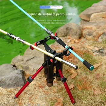 Suport triunghiular pentru undiță de pescuit dublu Fortress, suport portabil pentru undiță de pescuit Luya, suport pentru undiță de pescuit, suport pentru baterie pentru undiță de mare