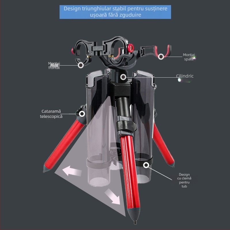 Suport triunghiular pentru undiță de pescuit dublu Fortress, suport portabil pentru undiță de pescuit Luya, suport pentru undiță de pescuit, suport pentru baterie pentru undiță de mare