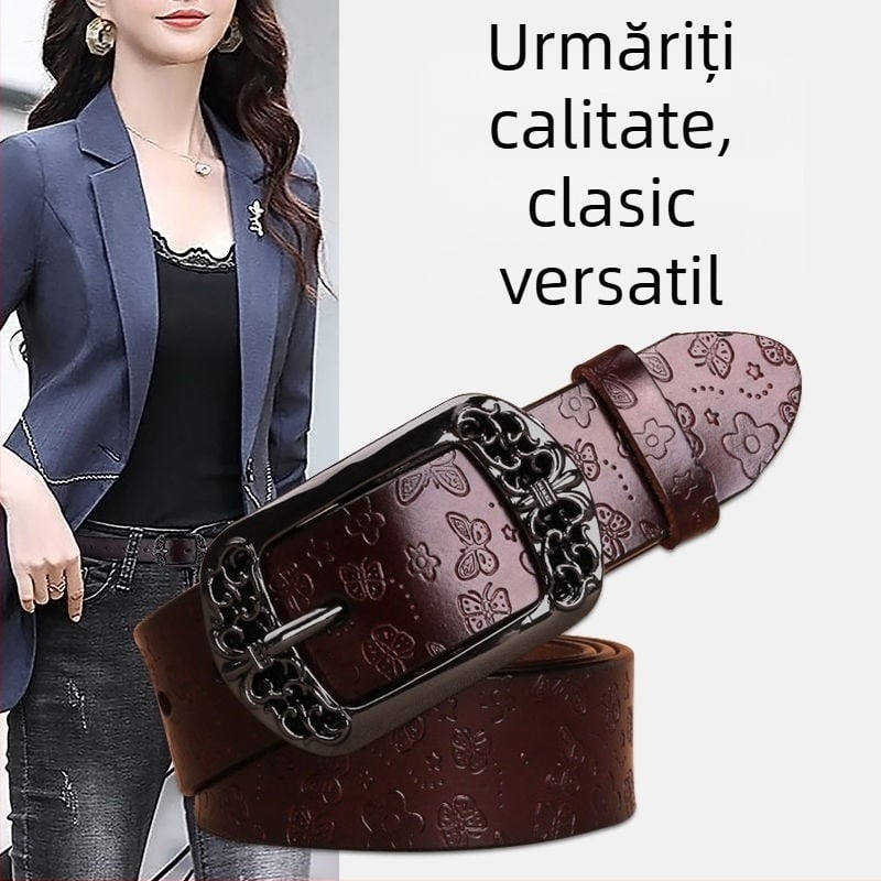 Curea neagră pentru femei, stil Ins, blugi, cu curea cowboy care se potrivește, la modă, simplă, decorativă, vintage, la modă, pentru femei