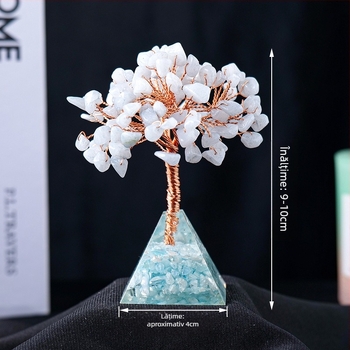 Vânzare fierbinte transfrontalieră Pietriș natural de cristal Arbore de bogăție Lipici Dropping Rășină Piramida Bază Acasă Living Room Decorare Ornamente