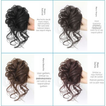 Inele pentru peruci europene și americane, saci de păr la modă, bentițe rotunde, împletituri naturale pufoase și dezordonate pentru barbă lungă, peruci, inele pentru coadă de cal
