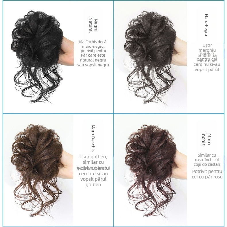 Inele pentru peruci europene și americane, saci de păr la modă, bentițe rotunde, împletituri naturale pufoase și dezordonate pentru barbă lungă, peruci, inele pentru coadă de cal