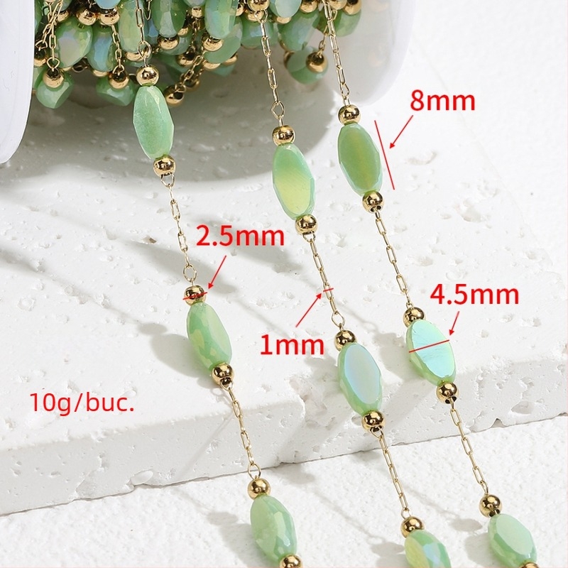 Colier cu mărgele de cristal de 18K, brățară, accesorii bijuterii DIY, verde păun, lanț semifabricat, vânzare transfrontalieră en-gros