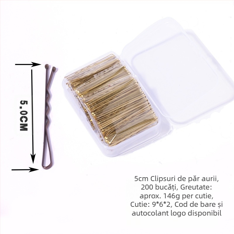 Agrafă de păr aurie neagră fierbinte, agrafă rotundă, agrafă de păr cu disc, agrafă de păr în cutie