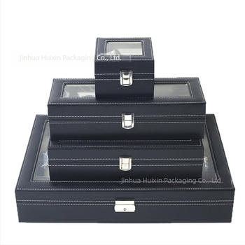 Cutie de ceasuri, en-gros, cutie de bijuterii pentru depozitarea ceasurilor de înaltă calitate, cutie de prezentare a ferestrei transparente pentru ceasuri din piele gata făcută