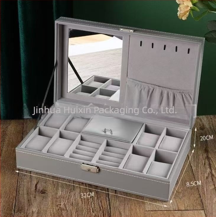 Cutie de ceasuri, en-gros, cutie de bijuterii pentru depozitarea ceasurilor de înaltă calitate, cutie de prezentare a ferestrei transparente pentru ceasuri din piele gata făcută