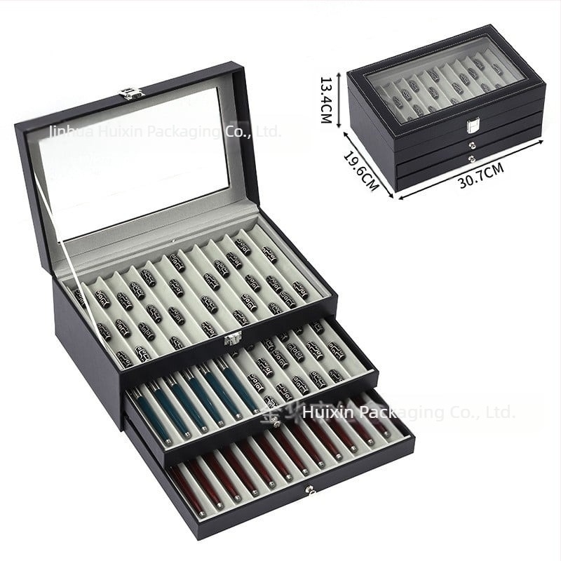 Cutie de ceasuri, en-gros, cutie de bijuterii pentru depozitarea ceasurilor de înaltă calitate, cutie de prezentare a ferestrei transparente pentru ceasuri din piele gata făcută