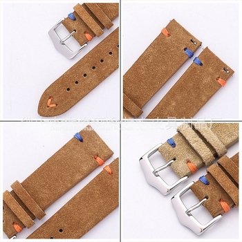 Ceas de catifea la modă, de culoare nouă, cu cadran din piele cusut manual de 20 mm și 22 mm, cu cadran din piele catifelată.