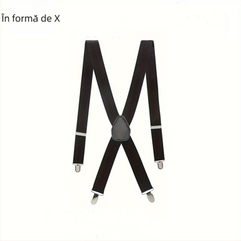 Bretele bărbătești negre în formă de X, costum cu papion și bretele în culoare uni pentru petreceri de afaceri