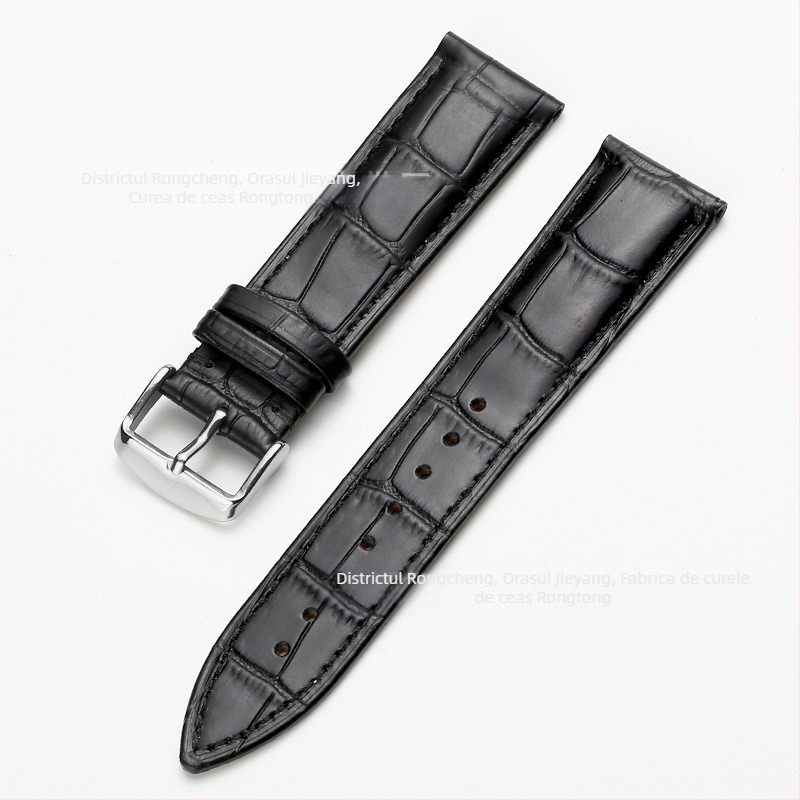 Brățară de ceas din piele de vită, prim-strat, cu cataramă cu pin, model bambus, în mai multe culori, unisex, 12–24 mm