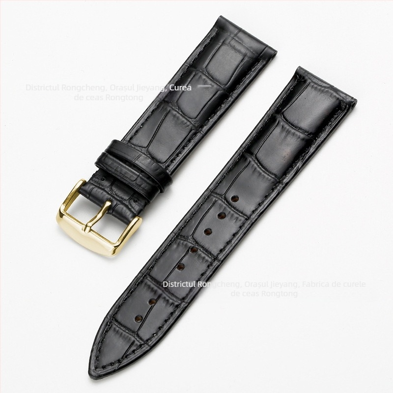 Brățară de ceas din piele de vită, prim-strat, cu cataramă cu pin, model bambus, în mai multe culori, unisex, 12–24 mm