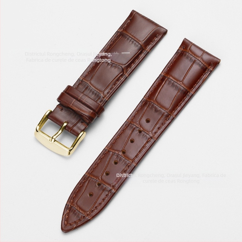 Brățară de ceas din piele de vită, prim-strat, cu cataramă cu pin, model bambus, în mai multe culori, unisex, 12–24 mm
