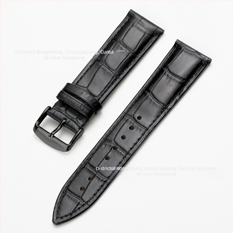 Brățară de ceas din piele de vită, prim-strat, cu cataramă cu pin, model bambus, în mai multe culori, unisex, 12–24 mm