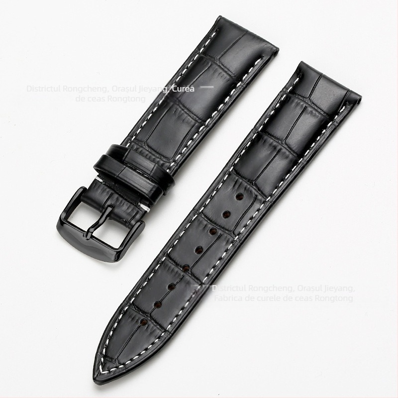 Brățară de ceas din piele de vită, prim-strat, cu cataramă cu pin, model bambus, în mai multe culori, unisex, 12–24 mm