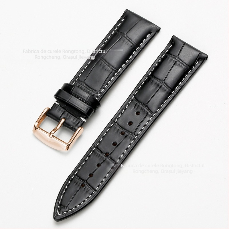 Brățară de ceas din piele de vită, prim-strat, cu cataramă cu pin, model bambus, în mai multe culori, unisex, 12–24 mm