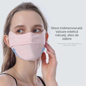 Mască de protecție solară Jiaoshi din fire originale de nailon, cu unghiul ochilor, pentru femei, respirabilă, din mătase de gheață, anti-ultraviolete, mască de soare tridimensională pentru călărie