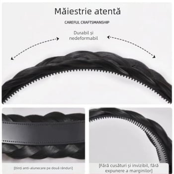 Perucă împletită cu os de pește, cerc de păr pentru femei, disc cranian superior ridicat, artefact de păr, celebritate de internet, lucrat manual, răsucire, cerc de păr integrat