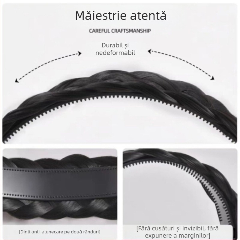 Perucă împletită cu os de pește, cerc de păr pentru femei, disc cranian superior ridicat, artefact de păr, celebritate de internet, lucrat manual, răsucire, cerc de păr integrat