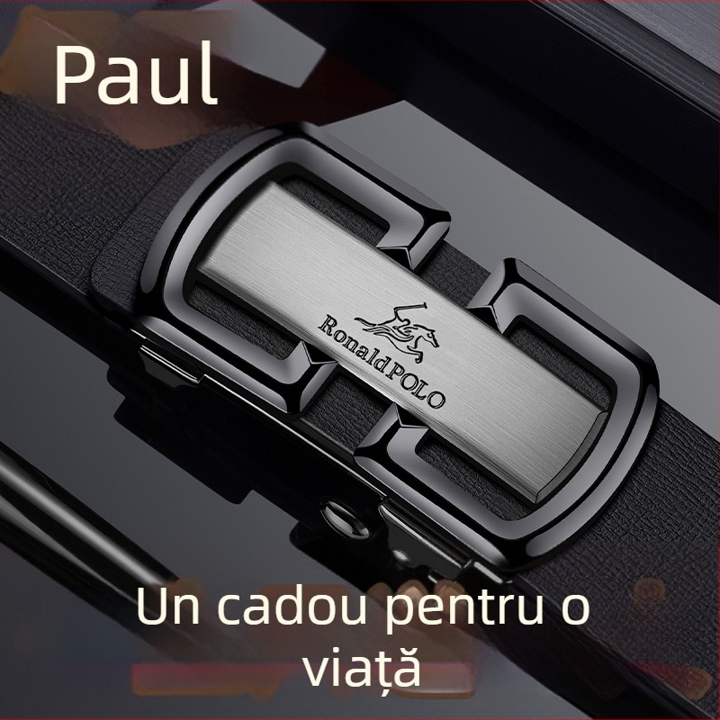 Centură de piele pentru bărbați, cu cataramă automată, Platinum Paul, curea din piele de vacă de lux, curea nouă pentru bărbați