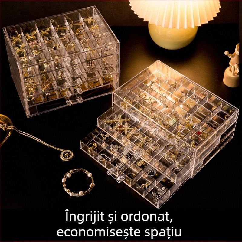 Cutie de bijuterii multistrat, capacitate mare, rezistentă la praf, pentru uz casnic, cutie de bijuterii anti-oxidare, cercei, cutie de bijuterii