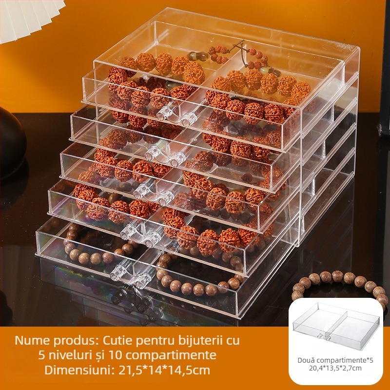 Cutie de bijuterii multistrat, capacitate mare, rezistentă la praf, pentru uz casnic, cutie de bijuterii anti-oxidare, cercei, cutie de bijuterii