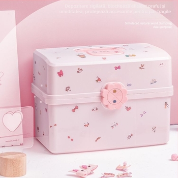 Cutie de depozitare a accesoriilor de păr pentru copii. Agrafe de păr cu bandă de cauciuc, accesorii pentru cap, bentiță, agrafe de păr pentru fetițe, bijuterii, depozitare pentru prințesă