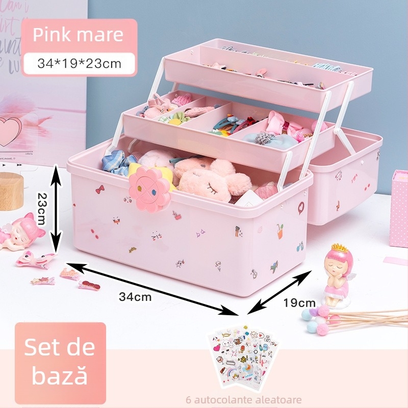 Cutie de depozitare a accesoriilor de păr pentru copii. Agrafe de păr cu bandă de cauciuc, accesorii pentru cap, bentiță, agrafe de păr pentru fetițe, bijuterii, depozitare pentru prințesă