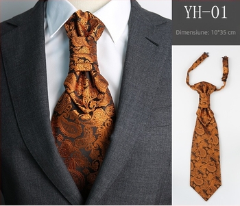 Cravată bărbătească de nuntă pentru mire, cină, întâlnire, costum de domn, rochie de stil britanic, imitație de mătase roșie de vin, nod Hong Kong