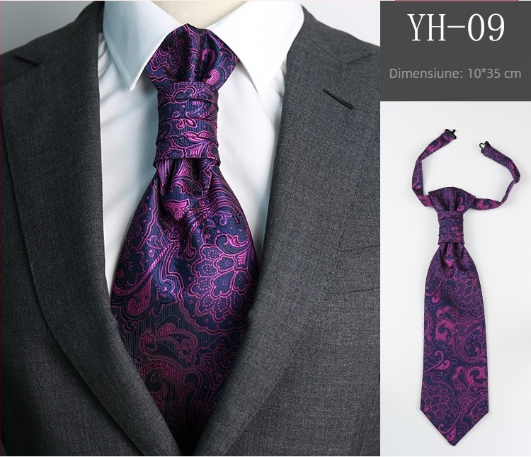 Cravată bărbătească de nuntă pentru mire, cină, întâlnire, costum de domn, rochie de stil britanic, imitație de mătase roșie de vin, nod Hong Kong