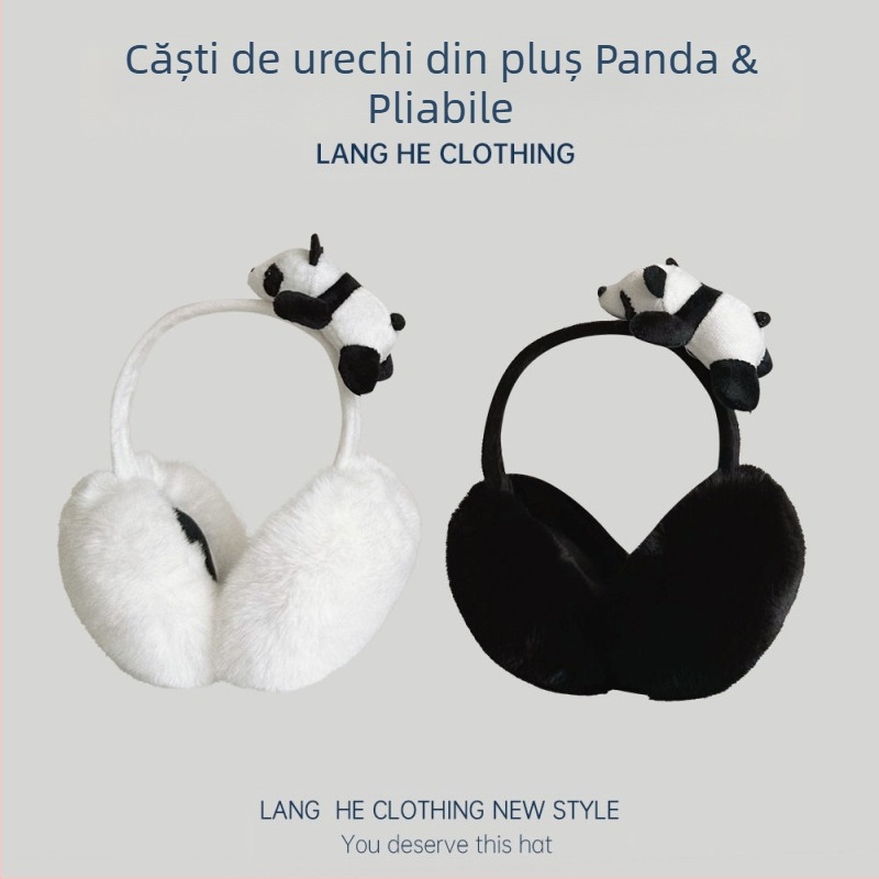 Panda plus căști pentru urechi femei iarna drăguț cald anti-îngheț protecție urechi windproof ureche capac 2024 toamna și iarna nouă căști pentru urechi geantă