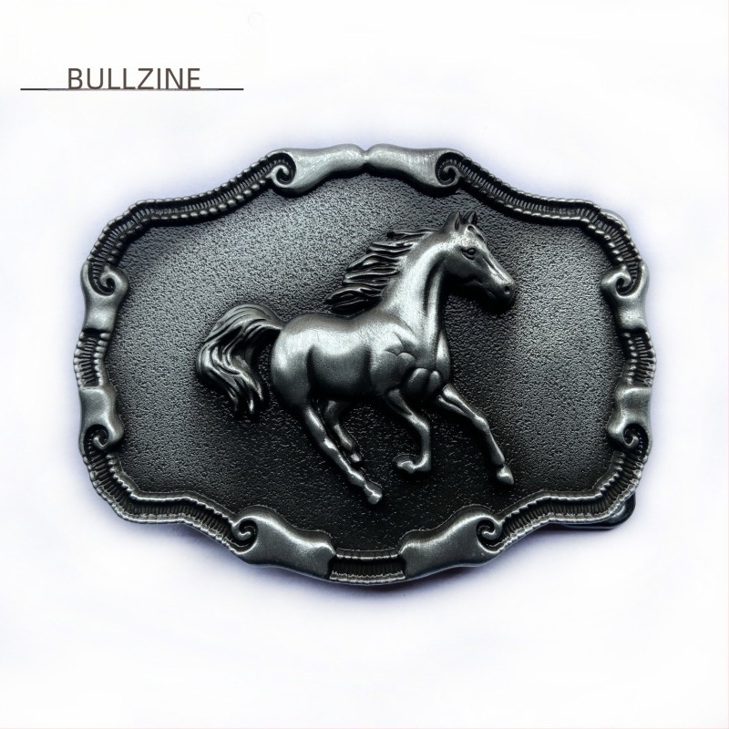 Cataramă de curea BULLZINE din aliaj de zinc, model steed, 03755-3, cataramă de curea retro casual western din denim