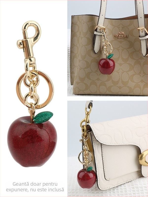 Pandantiv pentru geantă, breloc cu măr, pandantiv pentru mașină, ornament din rășină, accesoriu, stil fructat cu măr roșu Amazon