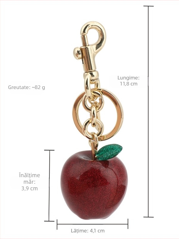 Pandantiv pentru geantă, breloc cu măr, pandantiv pentru mașină, ornament din rășină, accesoriu, stil fructat cu măr roșu Amazon