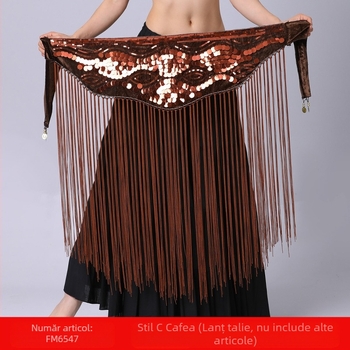 Transfrontalieră Belly Dance Practice Îmbrăcăminte Talie Lanț Sold Prosop Lung Ciucure Paiete Talie Sigiliu Performanță Talie Lanț Talie Prosop Buric Dance Tallie Decorare