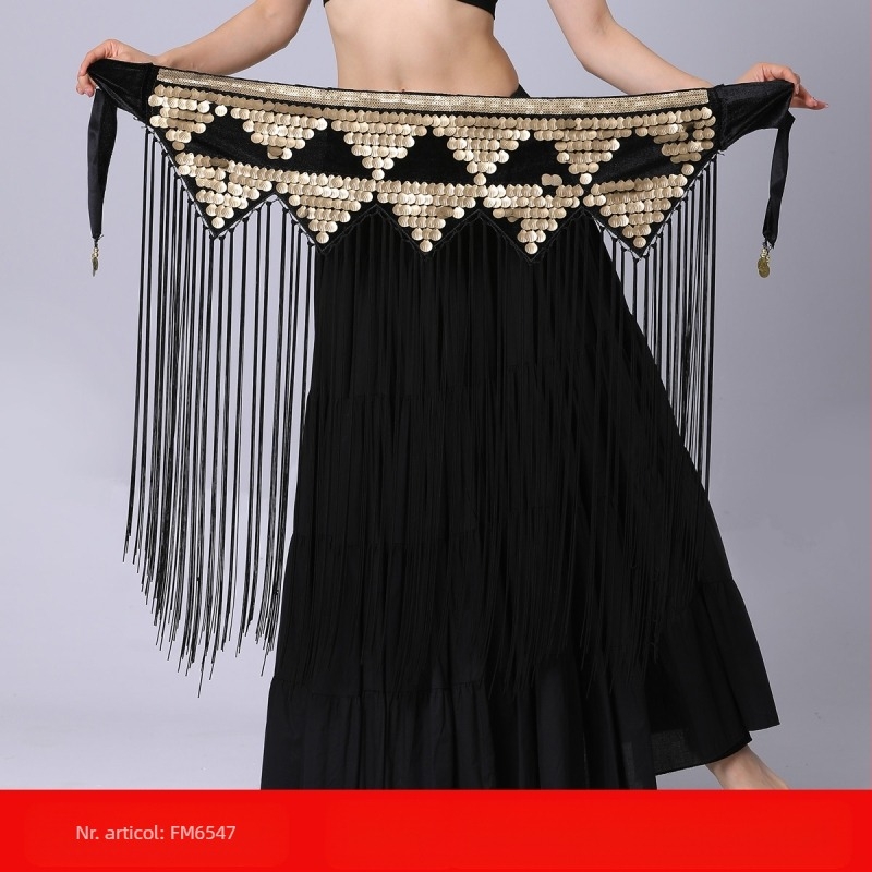 Transfrontalieră Belly Dance Practice Îmbrăcăminte Talie Lanț Sold Prosop Lung Ciucure Paiete Talie Sigiliu Performanță Talie Lanț Talie Prosop Buric Dance Tallie Decorare
