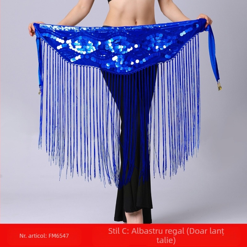 Transfrontalieră Belly Dance Practice Îmbrăcăminte Talie Lanț Sold Prosop Lung Ciucure Paiete Talie Sigiliu Performanță Talie Lanț Talie Prosop Buric Dance Tallie Decorare
