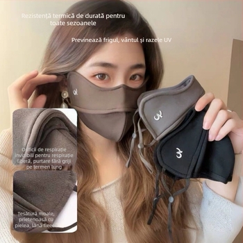 Mască de toamnă și de iarnă, căptușită cu fleece îngroșată, rezistentă la vânt, respirabilă, cu frig, protecție tridimensională 5D pentru ochi, mască lavabilă pentru bărbați și femei, tip os de pește