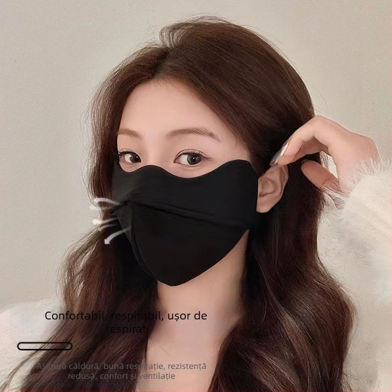 Mască de toamnă și de iarnă, căptușită cu fleece îngroșată, rezistentă la vânt, respirabilă, cu frig, protecție tridimensională 5D pentru ochi, mască lavabilă pentru bărbați și femei, tip os de pește