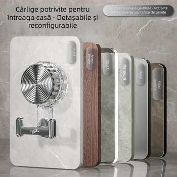 Cârlige duble din plastic de lux, cu ventuză adezivă puternică, pentru organizarea bucătăriei și băii, nu necesită găurire pentru haine și pălării