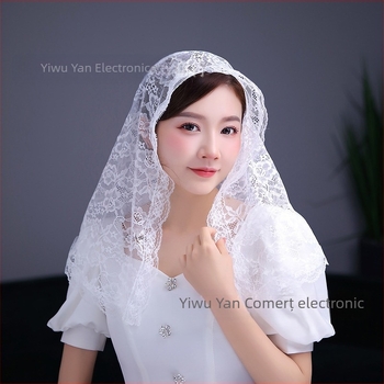 Factory Outlet Mireasă Dantelă Dantelă Scurt Coafură Coafură Accesorii de Mireasă Voal cu un singur strat, en-gros