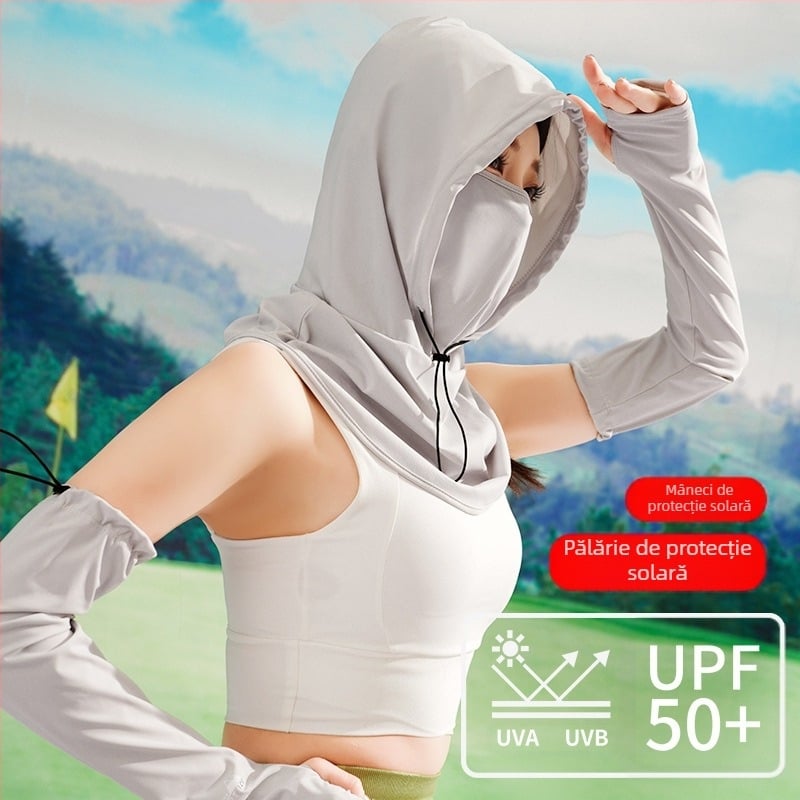 Mască de protecție solară pentru bărbați, anti-ultraviolete, pentru gât, protecție de vară, în aer liber, pentru conducere, călărie, pescuit, cules de ceai, pălărie de soare pentru femei, cu mânecă de protecție solară