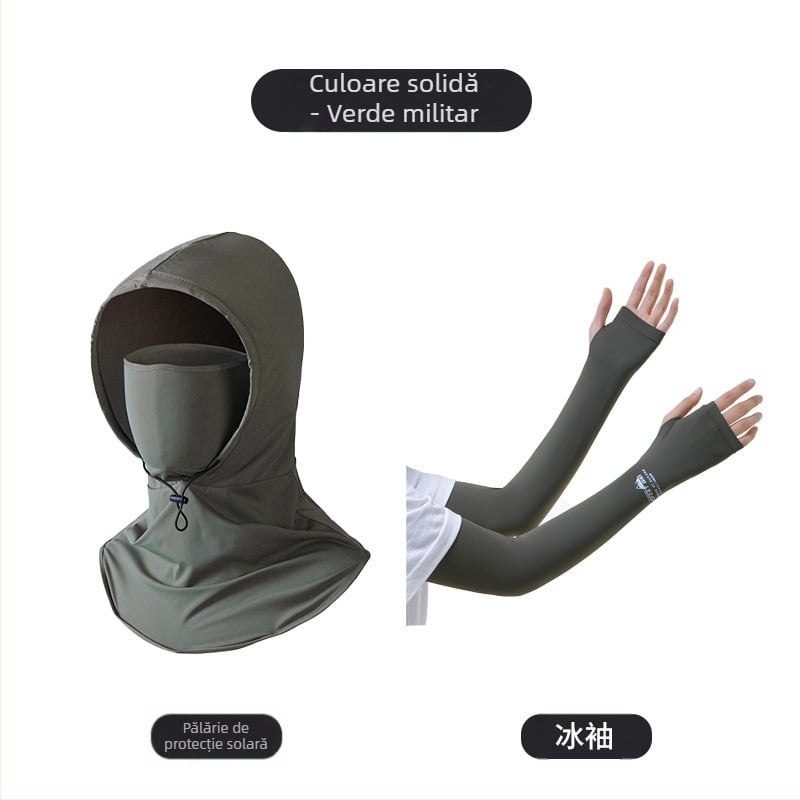 Mască de protecție solară pentru bărbați, anti-ultraviolete, pentru gât, protecție de vară, în aer liber, pentru conducere, călărie, pescuit, cules de ceai, pălărie de soare pentru femei, cu mânecă de protecție solară