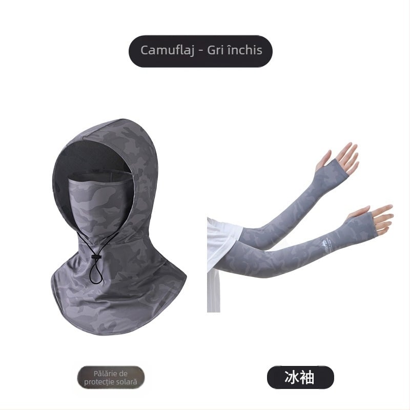 Mască de protecție solară pentru bărbați, anti-ultraviolete, pentru gât, protecție de vară, în aer liber, pentru conducere, călărie, pescuit, cules de ceai, pălărie de soare pentru femei, cu mânecă de protecție solară