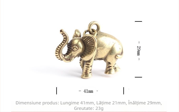Ornament de elefant din alamă microgravat antic, mâner mini, breloc din alamă, pandantiv, elefant din bronz, ornament de birou