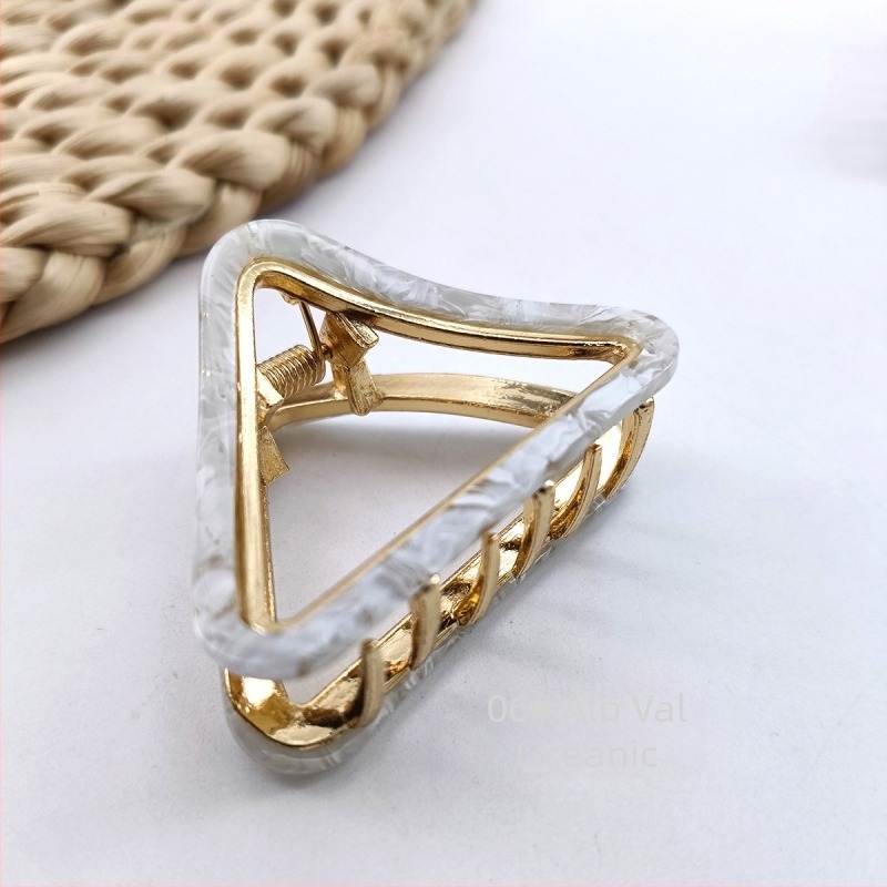 Hualin, clemă de păr triunghiulară transfrontalieră din aliaj, disc, agrafă de păr medie, cu dungi goale, temperament, clemă de păr cu acid acetic