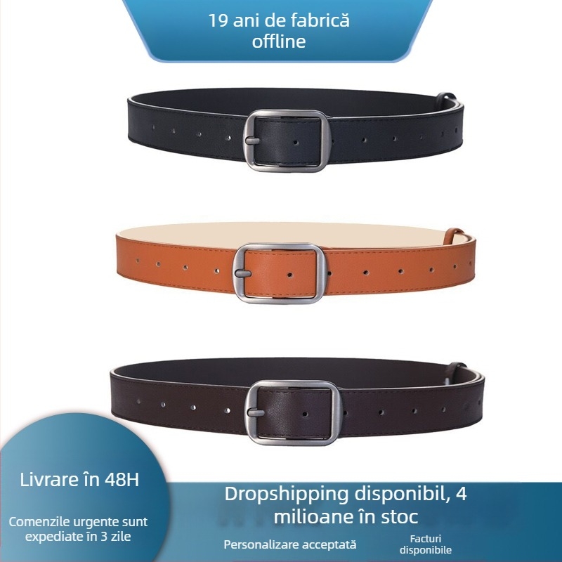 Curea de înaltă calitate pentru celebrități de pe Internet, retro, versatilă, pentru blugi, decorațiune pentru studenți, argintiu mat, pentru pantaloni, unisex