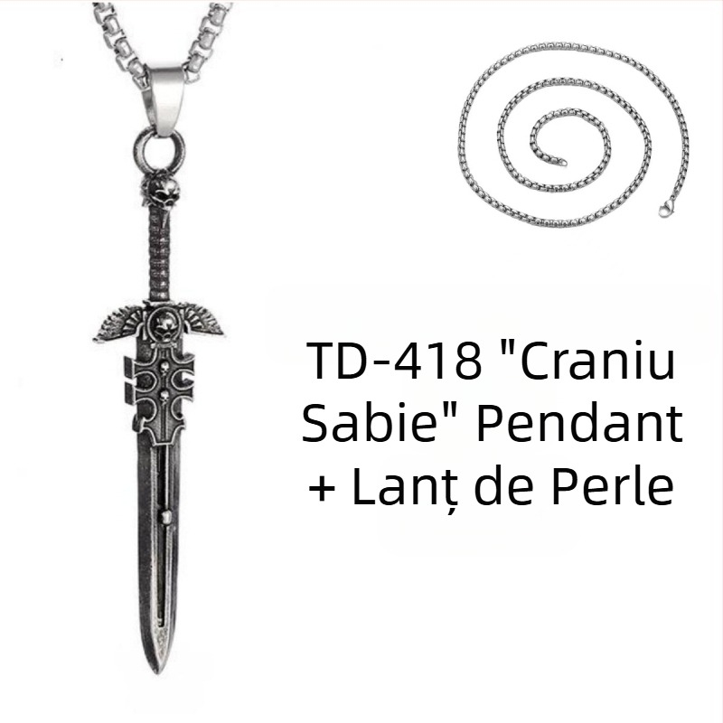 Chiba Taiyin European și American Hip Hop Monster Sword colier bijuterii bărbați personalitate sabie pandantiv retro all-match lanț de lână