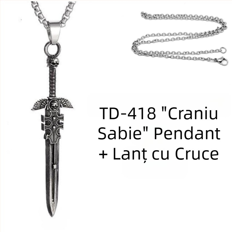 Chiba Taiyin European și American Hip Hop Monster Sword colier bijuterii bărbați personalitate sabie pandantiv retro all-match lanț de lână