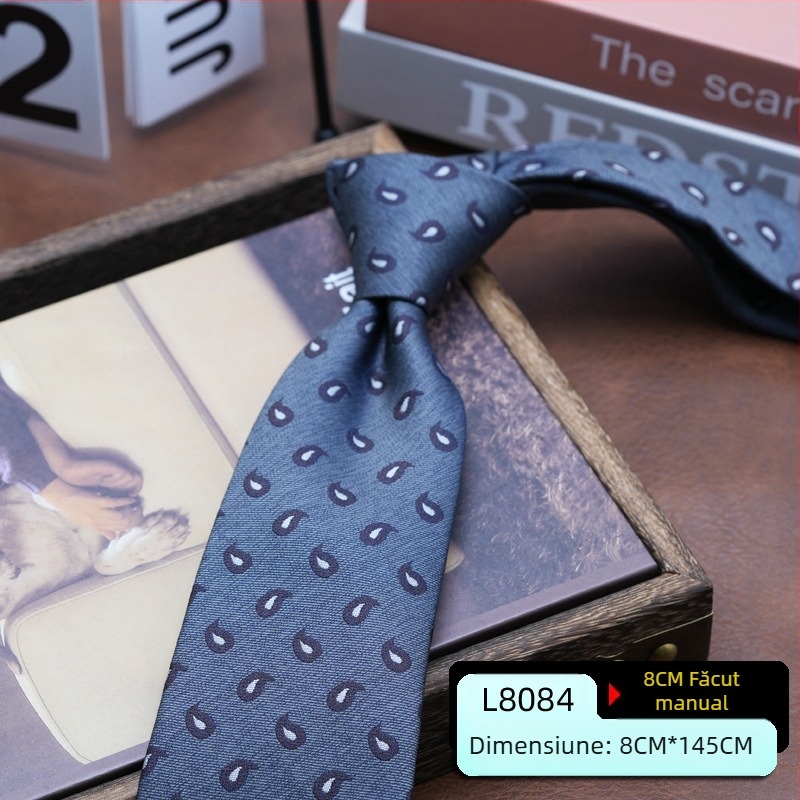 Cravată bărbătească rochie stil coreean britanic stil Hong Kong gentleman retro 8CM cravată de mână afaceri student muncă modă profesională uzură