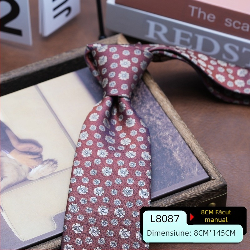 Cravată bărbătească rochie stil coreean britanic stil Hong Kong gentleman retro 8CM cravată de mână afaceri student muncă modă profesională uzură